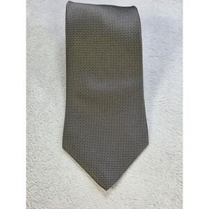 Milano Uomo Silk Tie Olive Gray Micro Geometric Textured Classic Business...